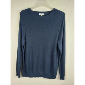 Calibrate Mens silk Blend Crew Neck Knit Sweater Size XL Solid Blue